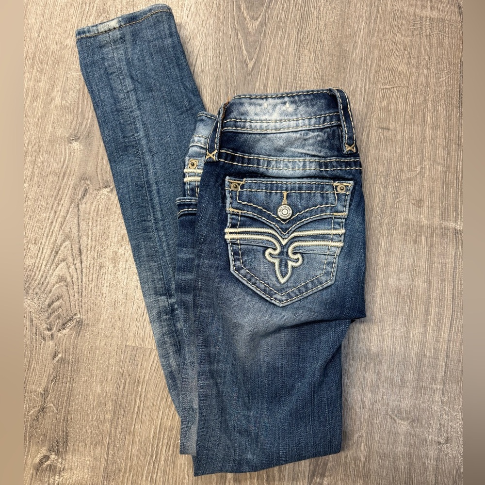 Rock Revival Women’s Jeans Size 23 Alaina Skinny Distrssed Med Wash